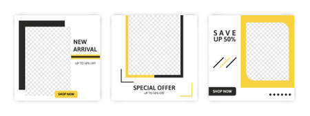 Set of Editable banner for social media template. Suitable for social media post and web internet ads. Vector illustration with photo.のイラスト素材