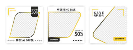 Set of Editable banner for social media template. Suitable for social media post and web internet ads. Vector illustration with photo.のイラスト素材