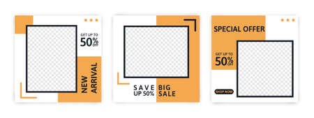 Set of Editable banner for social media template. Suitable for social media post and web internet ads. Vector illustration with photo.のイラスト素材
