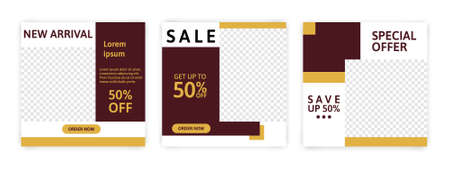 Set of Editable banner for social media template. Suitable for social media post and web internet ads. Vector illustration with photo.のイラスト素材