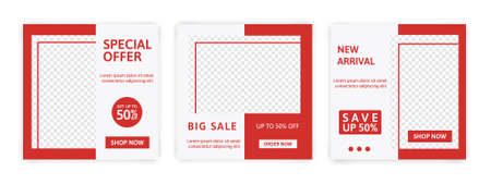 Set of Editable banner for social media template. Suitable for social media post and web internet ads. Vector illustration with photo.のイラスト素材