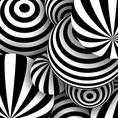 Illusion Abstract black and white pattern. Monochrome pattern. Optical illusion. Op art.のイラスト素材