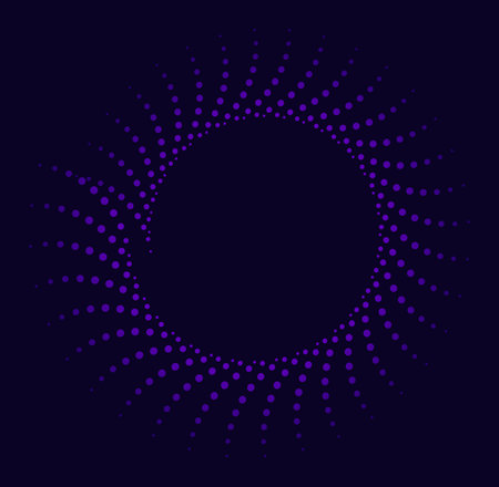 Modern purple halftone spiral on dark background, ideal for digital art, futuristic design, posters, wallpapers, branding, and creative graphic visuals.のイラスト素材