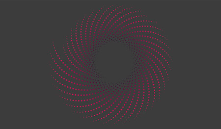 Abstract magenta spiral dot pattern on dark background, perfect for modern art, digital wallpaper,...