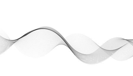 Minimal black and white wavy line background with smooth flowing curves. Perfect for modern designs,...