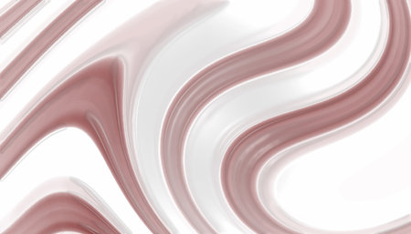 Soft rose-gold fluid waves on a clean white background, featuring smooth flowing curves and glossy texture. Perfect for modern design, branding, packaging, and elegant digital artwork.のイラスト素材