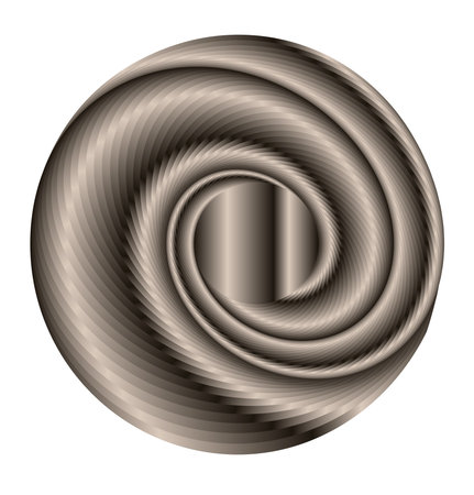 Metallic abstract spiral with layered circular gradients, creating a futuristic 3D texture. Perfect for modern design, backgrounds, and digital art.のイラスト素材