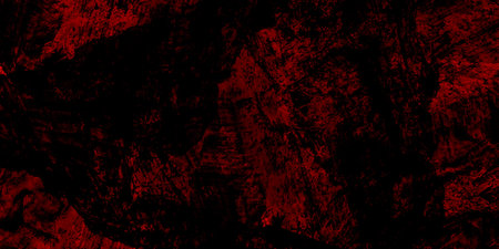 A dark background with abstract splatters and streaks of deep red paint creating a textured, grunge-like effect.の写真素材