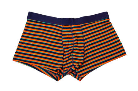 men's boxers underpants in colored stripes on a white backgroundの写真素材