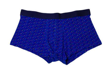men's boxers underpants in colored stripes on a white backgroundの写真素材