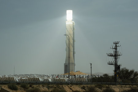 tower solar power plant in Israel in the Negev desert in Israel