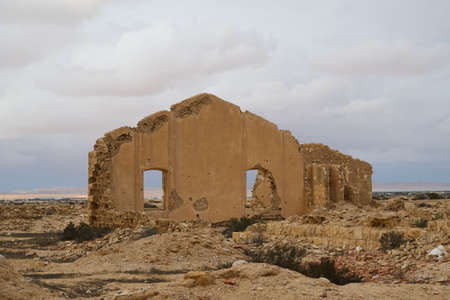 The ruins of a Turkish railway station in the Negev Desert in Israel built more than a hundred years agoの写真素材