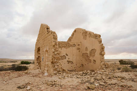 The ruins of a Turkish railway station in the Negev Desert in Israel built more than a hundred years agoの写真素材