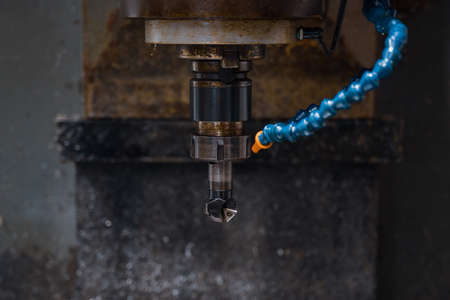 Close-up of a CNC machine at work at the factoryの写真素材