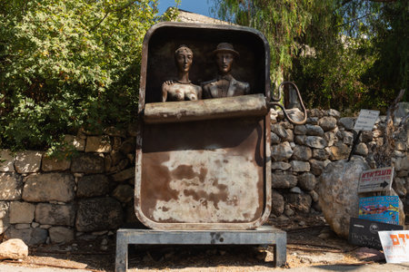 EIN HOD, ISRAEL - SEPTEMBER 21, 2021: Famous artist village of Ein Hod at the foot of the Israel Carmel Mountain, featuring a vibrant community and works of artのeditorial素材