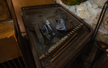 Ein Hod, Israel - September 21, 2021. The MUSEUM OF MECHANICAL MUSICAL INSTRUMENTS or the NISKO MUSEUM is located in the village of Ein Hod artists in Israelのeditorial素材
