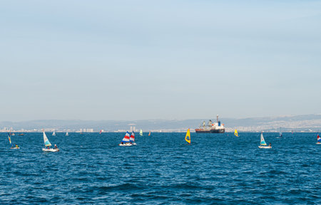 Israel, Haifa - December 3, 2021: Sailing school in Haifa on a sunny day.のeditorial素材