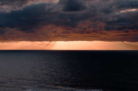 Beautiful sunset view from Argaman beach in Netanya in Israel.