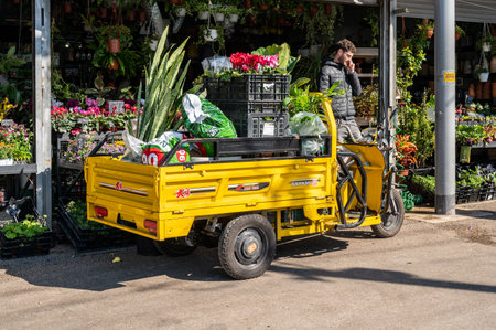 TEL AVIV, ISR - January 25, 2022: Israelis shop at the Carmel Market Shuk HaCarmel in Tel Aviv,...