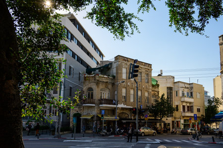 TEL AVIV, ISRAEL - JANUARY 25, 2022: Closed cafes and shops on Allenby Street.のeditorial素材