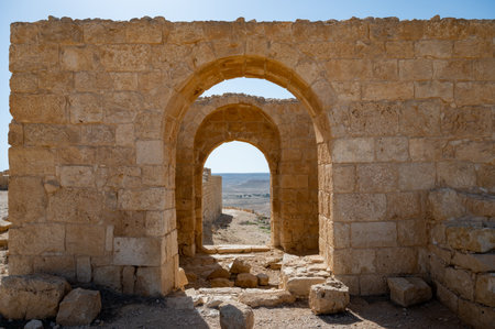 View of the ruined buildings in the ancient Nabataean city of Avdat, now a national Park, in the Negev Desert, Southern Israelのeditorial素材