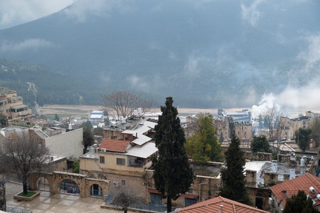 SAFED, ISRAEL - MARCH 25, 2022: View from the upper part of the city to the lower part, in Safed, Israelのeditorial素材