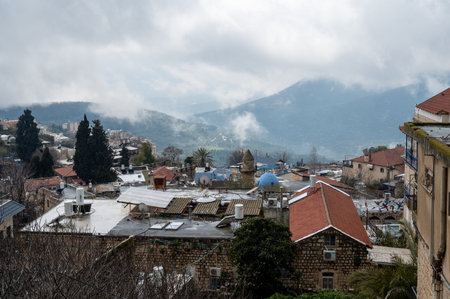 SAFED, ISRAEL - MARCH 25, 2022: View from the upper part of the city to the lower part, in Safed, Israelのeditorial素材