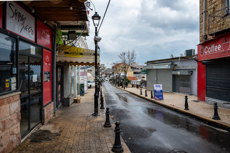 SAFED, ISRAEL - MARCH 25, 2022: Narrow streets with old buildings in the old town, in Safed, Israelのeditorial素材