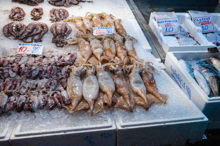 ATHENS, GREECE - MAY 14, 2022: Central Municipal Athens Market located on Afiinas street , Greeceのeditorial素材