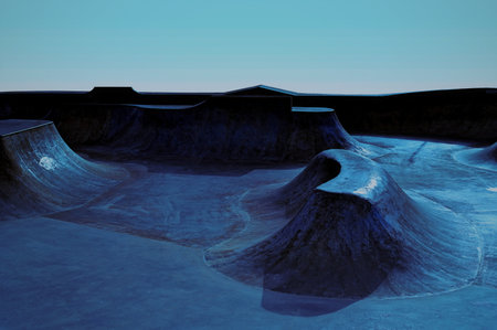 Skate park ramps at the recreation park. Free skate park.の写真素材