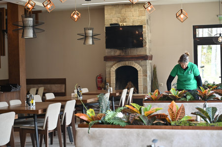 Bulgaria, Sapareva Banya, April 16, 2023: Restaurants Valyavitsaのeditorial素材