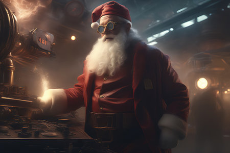 Santa Claus in steampunk style. Christmas. New Year 2023. High quality illustrationの素材