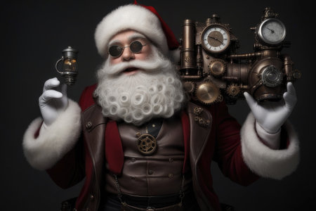 Santa Claus in steampunk style. Christmas. New Year 2023. High quality illustrationの素材