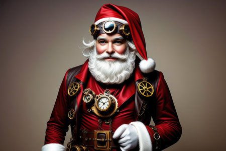 Santa Claus in steampunk style. Christmas. New Year 2023. High quality illustrationの素材