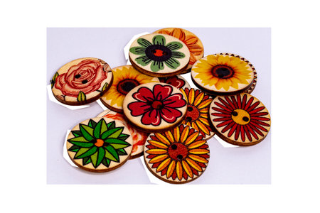 designer handmade wooden buttons for clothes for sewing and crafts. High quality photoの写真素材