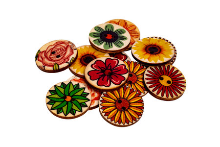 designer handmade wooden buttons for clothes for sewing and crafts. High quality photoの写真素材