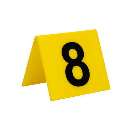 Yellow evidence identification marker on transparent background number 8. High quality photoの写真素材