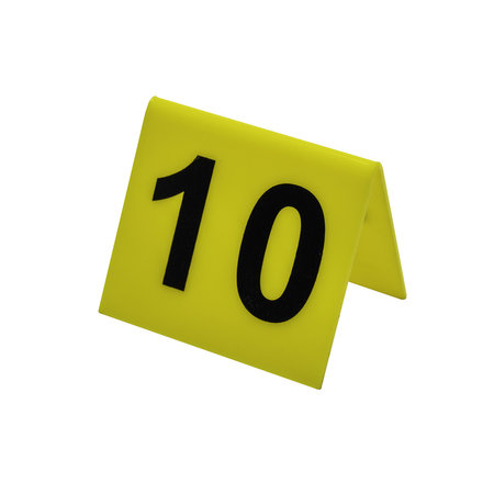 Yellow marker number 10 for identification of evidence on white background. High quality photoの写真素材