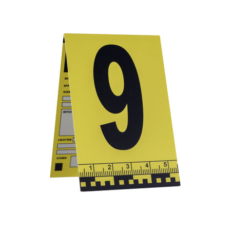 Marker of Crime Scene, Number 9 on transparent background. High quality photoの写真素材