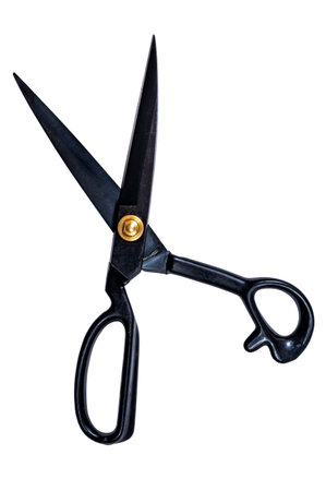 Black tailor's scissors isolated on white background. High quality photoの写真素材