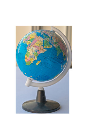 Globe on a stand with a world map and countries. High quality photoの写真素材