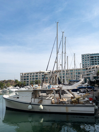 Herzliya Israel November 17, 2025. Yacht Marina. View of the marina from the sea. Beautiful sailing boats. Yachting in Israel. High quality photoのeditorial素材