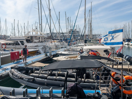 Herzliya Israel November 17, 2025. Yacht Marina. View of the marina from the sea. Beautiful sailing boats. Yachting in Israel. High quality photoのeditorial素材