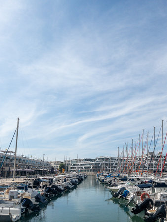 Herzliya Israel November 17, 2025. Yacht Marina. View of the marina from the sea. Beautiful sailing boats. Yachting in Israel. High quality photoのeditorial素材