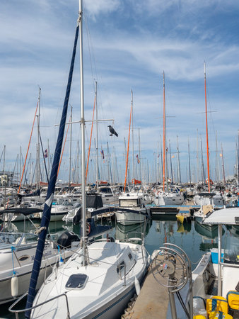 Herzliya Israel November 17, 2025. Yacht Marina. View of the marina from the sea. Beautiful sailing boats. Yachting in Israel. High quality photoのeditorial素材