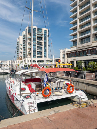 Herzliya Israel November 17, 2025. Yacht Marina. View of the marina from the sea. Beautiful sailing boats. Yachting in Israel. High quality photoのeditorial素材