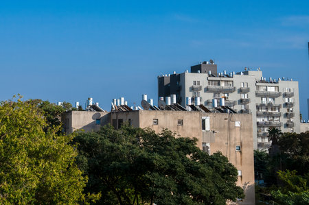 NETANYA, ISRAEL - November 8, 2025:Ezorim residential area, old buildings. High quality photoのeditorial素材