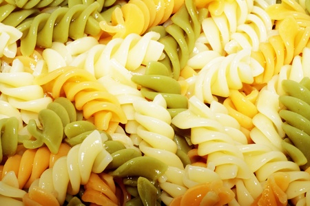 spiral pasta in boiling hot water Closeの写真素材