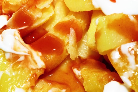 potatoes with hot sauce and mayonnaise typical Spanish dishの写真素材