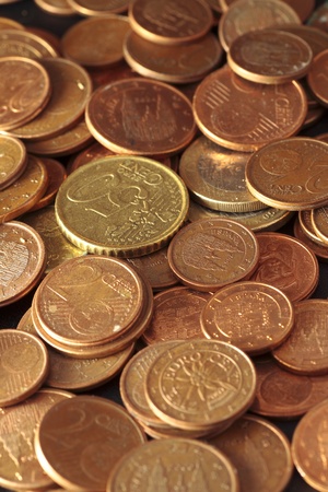 euro coins scene expressing the problems of economic crisis and the need to saveの写真素材